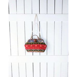 Vintage woven cloth tribal shoulder purse/Southwestern tribal tapestry hand bag